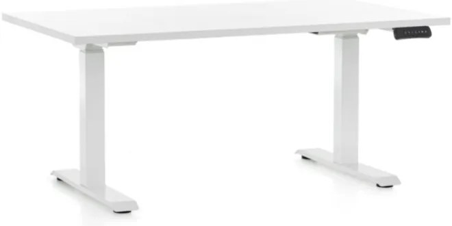 Masa inaltime reglabila OfficeTech C, 120 x 80 cm, bază albă, alb