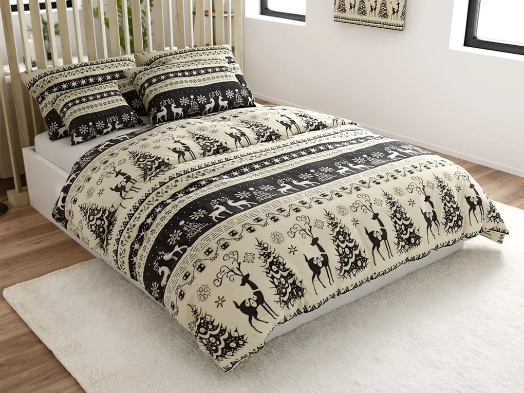 Lenjerie cocolino WINTER DEER gri Dimensiune lenjerie de pat: 70 x 90 cm | 140 x 220 cm