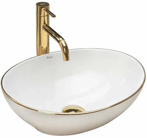 Lavoar alb auriu pe blat Rea Sofia Gold Edge 41 cm