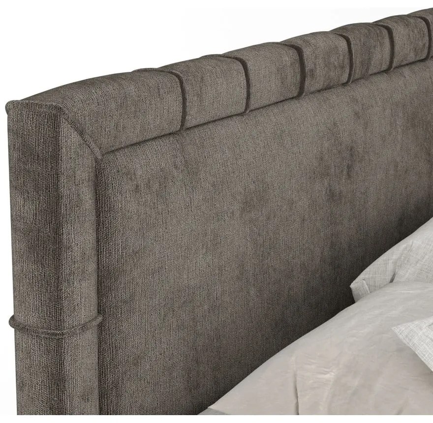 Pat boxspring gri închis cu spațiu de depozitare 200x200 cm Voyage – Maison de Rêve
