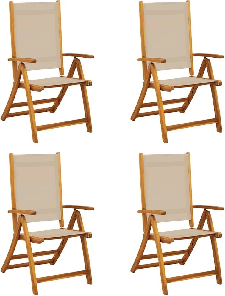 vidaXL Scaune de grădină pliabile 4 buc. lemn masiv acacia & textilenă