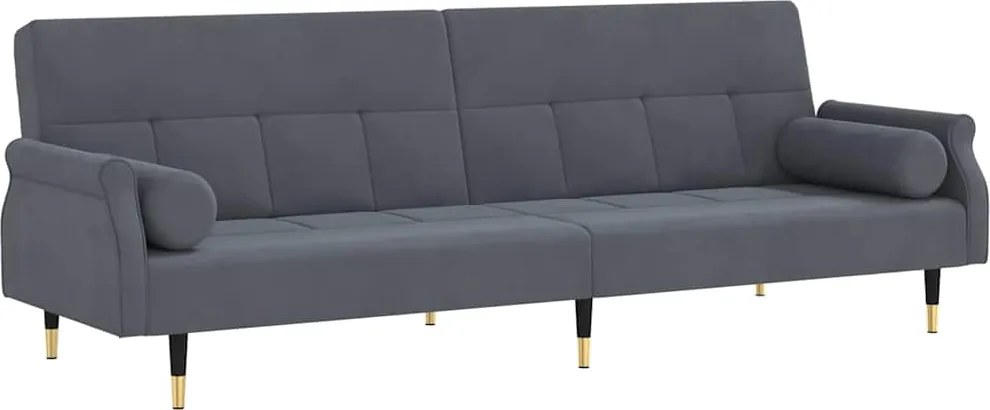 vidaXL Canapea extensibilă cu perne, gri închis, catifea
