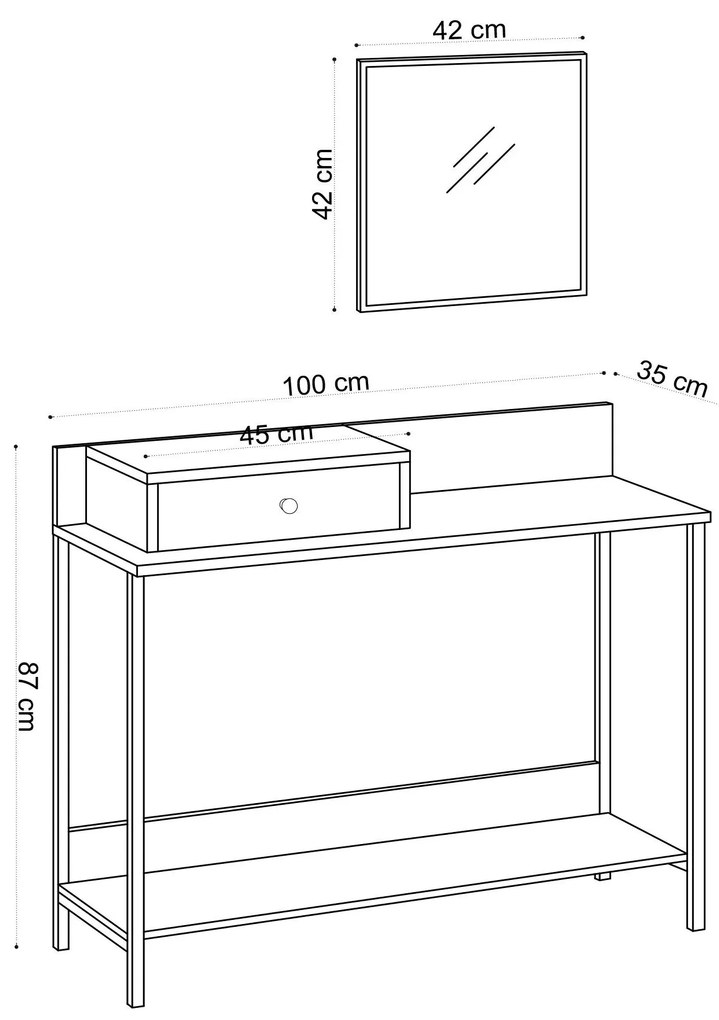 Mobilier hol Aliex 1 (stejar zafir) (cu oglindă). 1094809