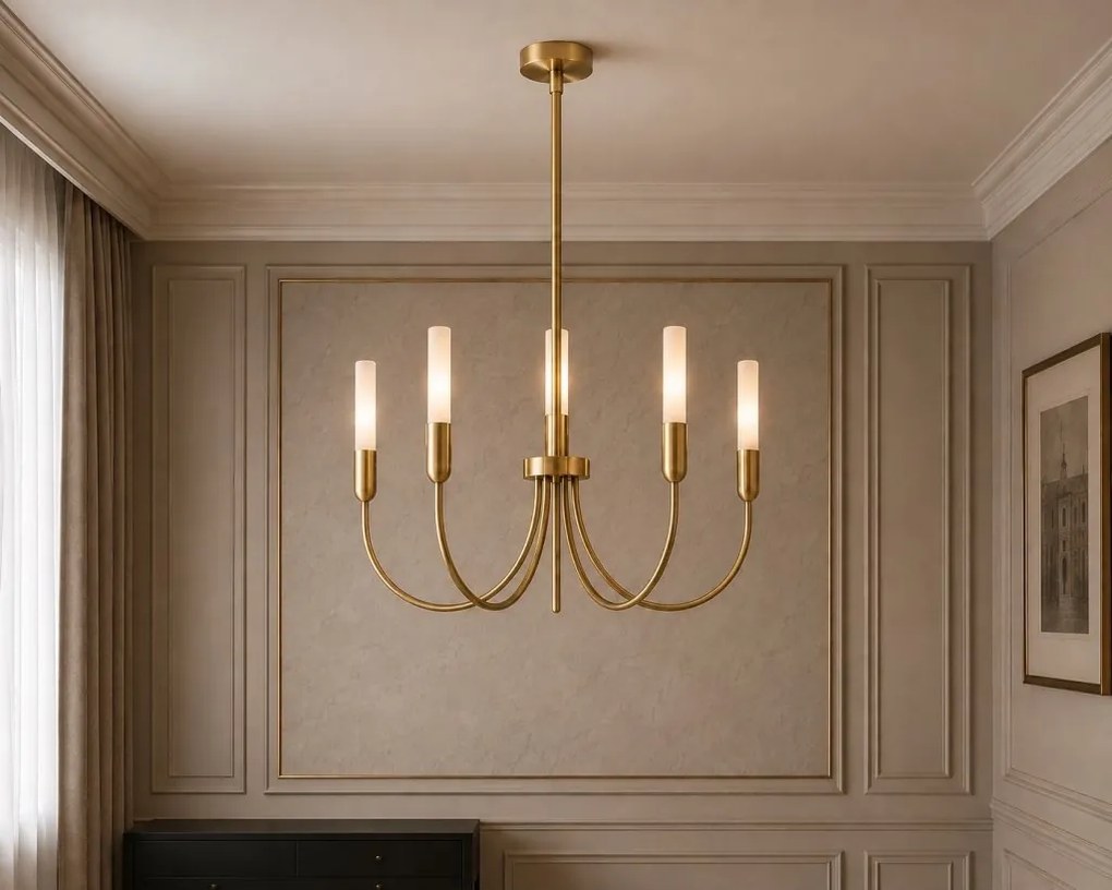 Candelabru cu 5 brate AUGUSTINE alama/alb