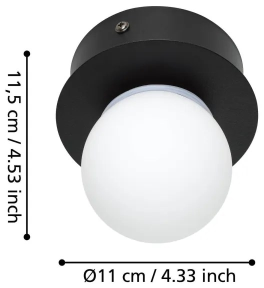 Plafonieră LED pentru baie Eglo 900659 MOSIANO LED/3,3W/230V IP44 negru