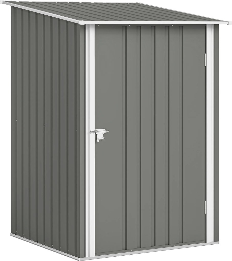 Outsunny Căsuță de Grădină 0.92m² din Oțel Galvanizat, Capann pentru Unelte cu Ușă Blocabilă, Acoperiș Înclinat, 100x104x160 cm, Gri | Aosom Romania
