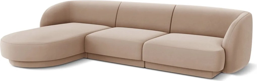 Coltar stanga 4 locuri, Miley, Micadoni Home, BL, 259x155x74 cm, catifea, cappuccino