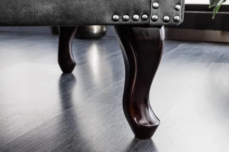 Fotoliu stil englezesc Chesterfield, catifea gri