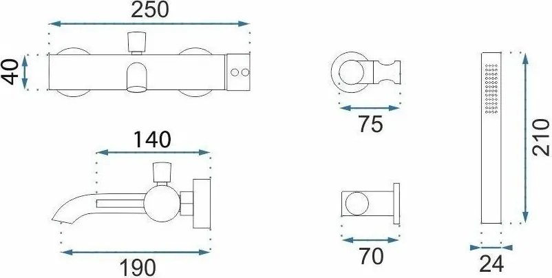 Baterie de cada Rea Lungo Grip cupru periat