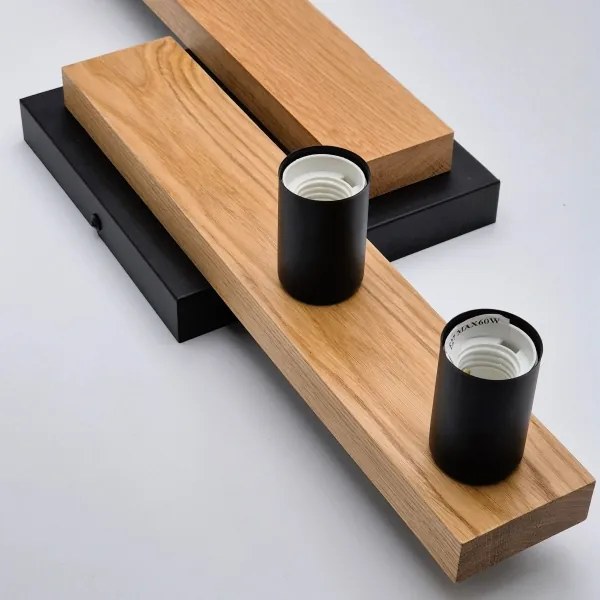 Lustră aplicată MATTE 4xE27/15W/230V negru/stejar