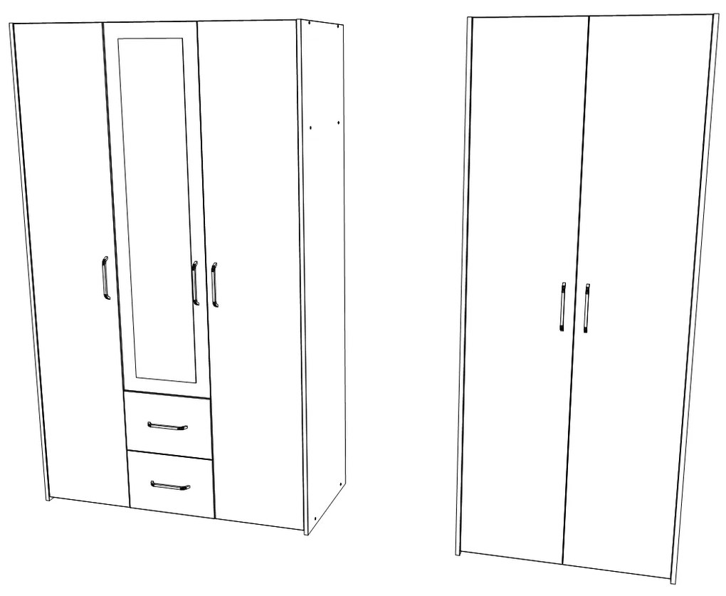 Dressing Malmo V3, Stejar Alb/Antracit, L 201 cm