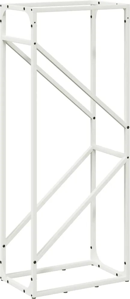 vidaXL Suport pentru lemne de foc alb 40x25x100cm Oțel laminat la rece