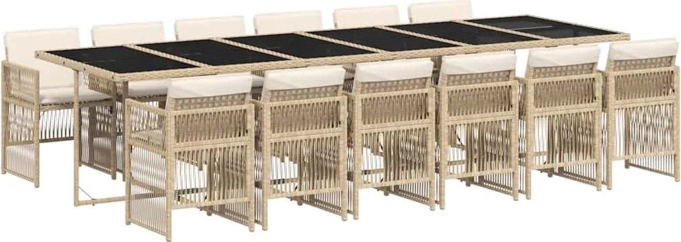 vidaXL Set mobilier de grădină cu perne, 13 piese, bej, poliratan