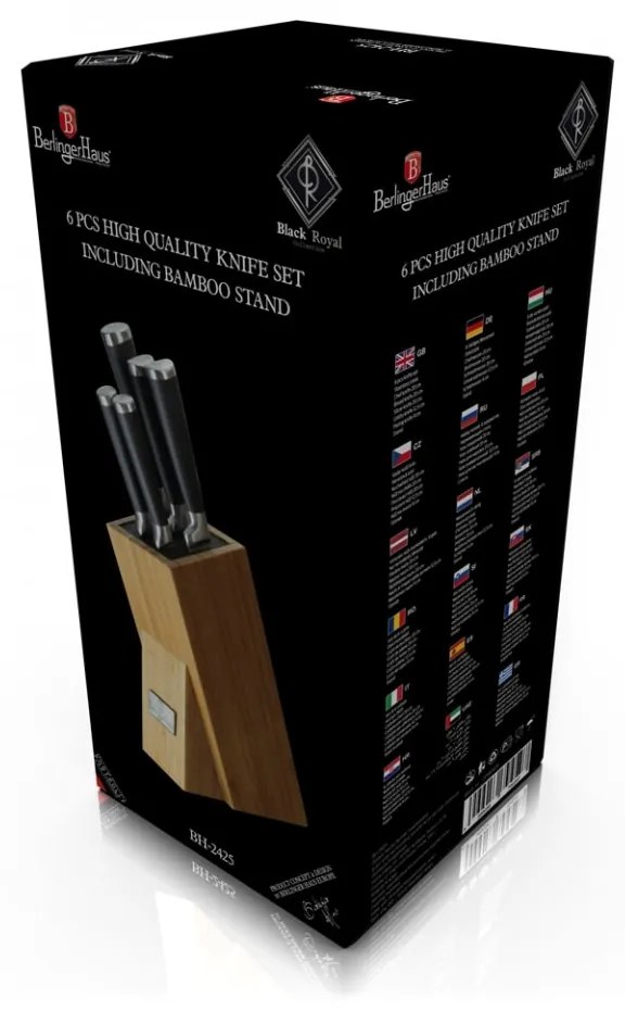 Set cutite otel inoxidabil (6 piese) Black Royal Collection Berlinger Haus BH 2425