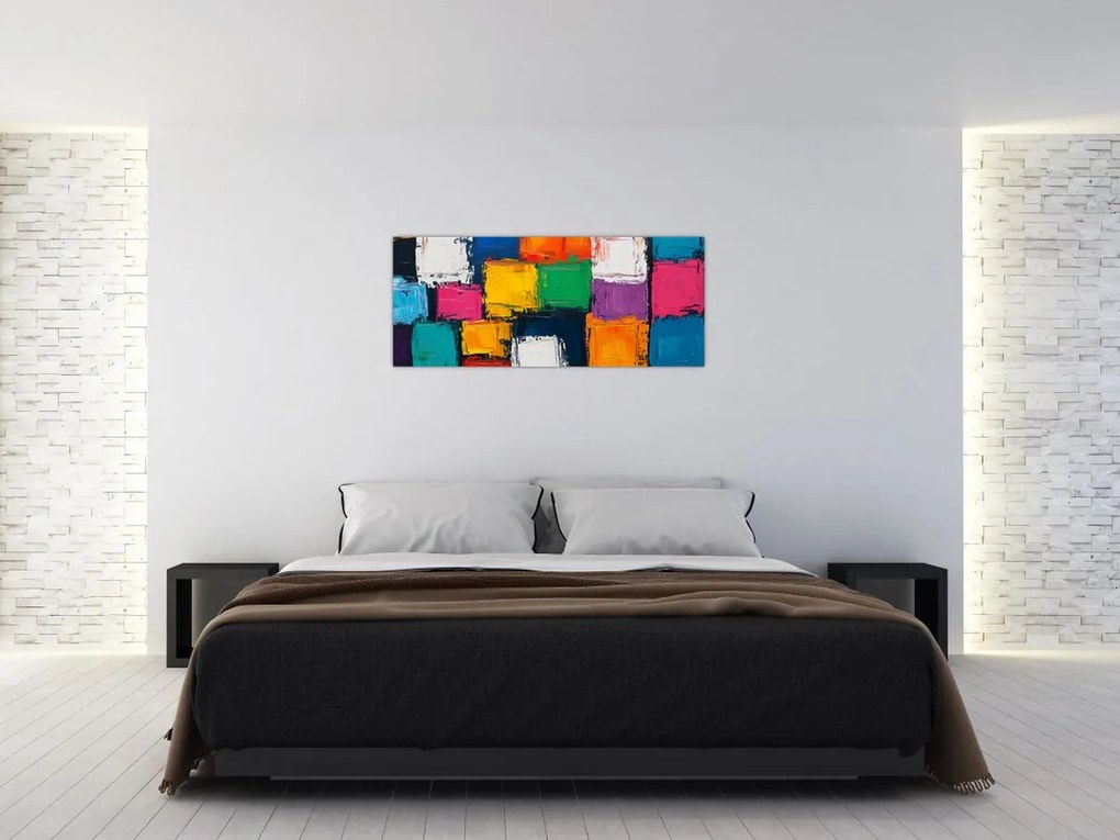 Tablou - Pictură cu pătrate colorate (120x50 cm)