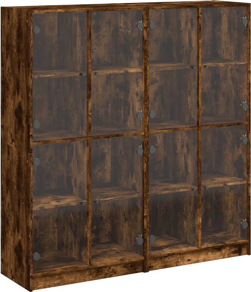 vidaXL Bibliotecă cu uși stejar fumuriu 136x37x142 cm lemn compozit