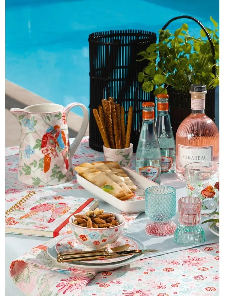 Suport lumânare din sticlă Green Gate, roz-verde