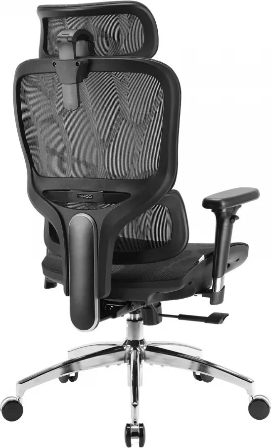 RESIGILAT- Scaun ergonomic SIHOO M56B-V2-M101, Suport Lombar Dinamic 3D, Tetieră 3D, Cotiere 3D, Înclinare 125°, Bază Metalică Cromată, Mesh, Negru