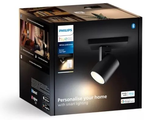Spot LED dimabil Philips Hue RUNNER 1xGU10/4,2W/230V negru + telecomandă