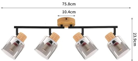 Brilagi - Lampă HYGGE cu 4xE14/15W/230V lemn/fumuriu