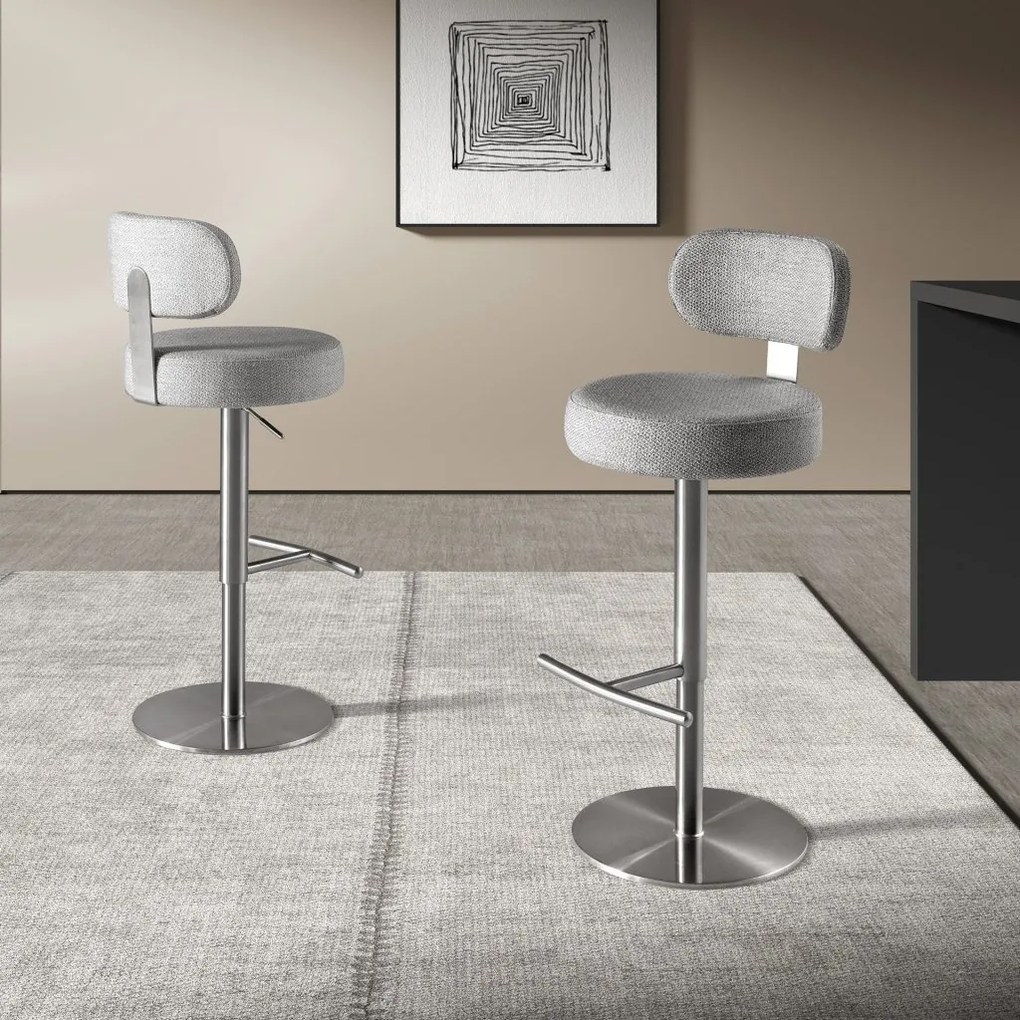 Scaun de bar pivotant cu inaltime reglabila Stool gri deschis