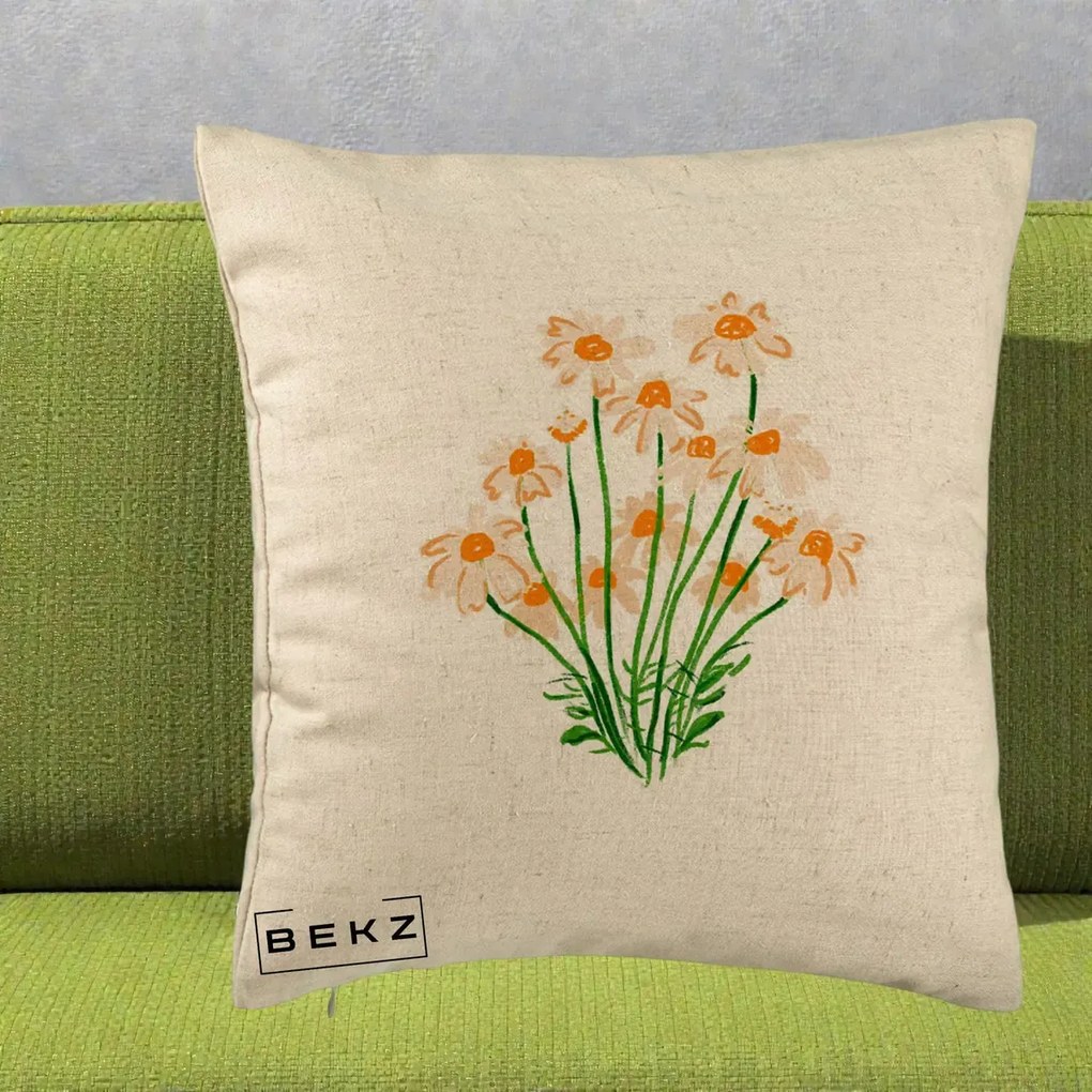 Perna Decorativa Margarete Camp, 40x40 cm, Bej, Husa Detasabila, Perna Inclusa, BEKZ®