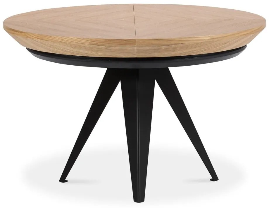 Masă de dining rotundă extensibilă cu blat cu aspect de lemn de stejar cu blat suplimentar ø 120 cm Magnus – Windsor &amp; Co Sofas