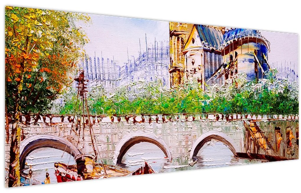 Tablou - Pictură în ulei a orașului (120x50 cm)