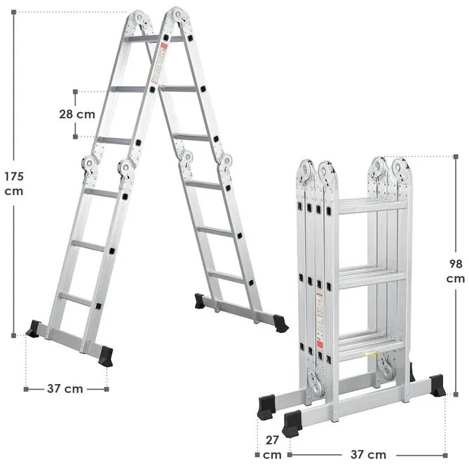 Juskys Scara multifuncțională din aluminiu 360 cm
