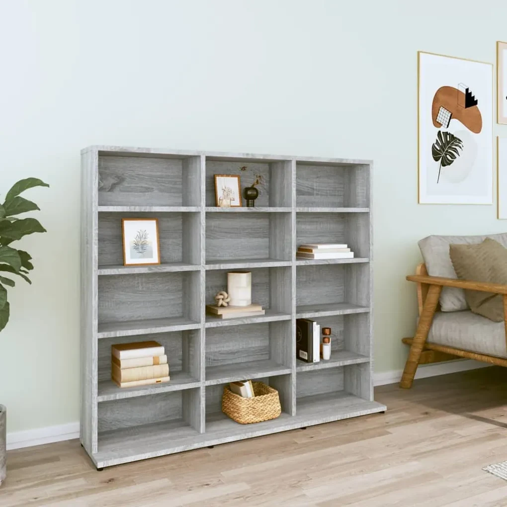 815484 vidaXL Dulap CD-uri, sonoma gri, 102x23x89,5 cm, lemn prelucrat