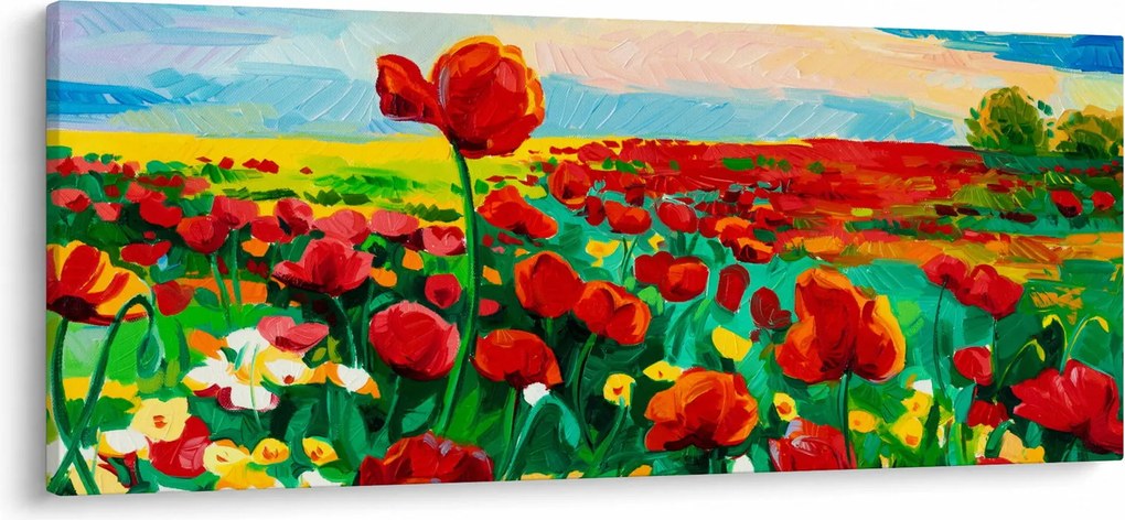 Tablou - Câmp cu maci (120x50 cm)