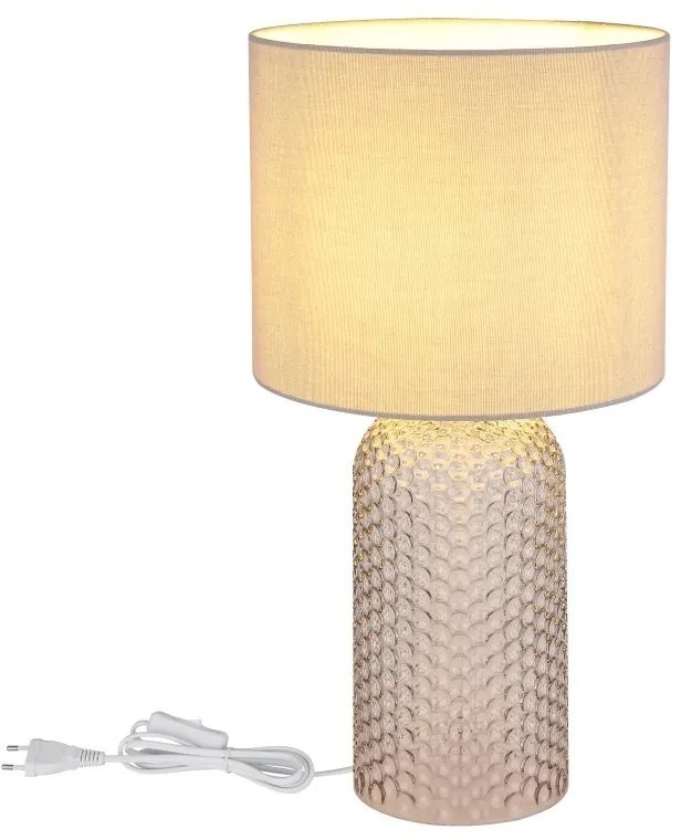 Lampa de masa cu baza din sticla gri abajur textil gri SOFIA