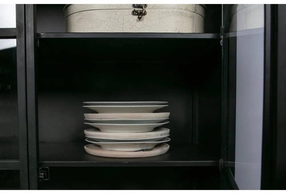 Vitrină neagră din metal 99x170x44 cm Exhibit – WOOOD