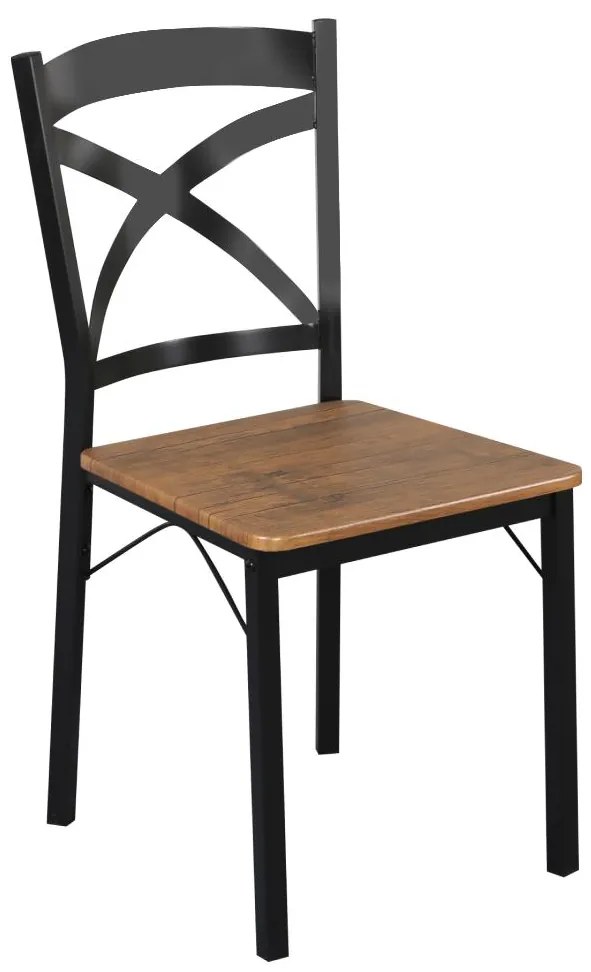 Set mobilier sufragerie Hungria (stejar închis + negru) (pentru 4 persoane). 1116359