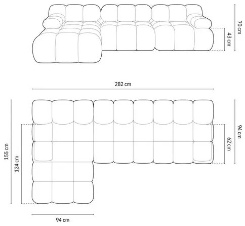 Coltar 4 locuri Bellis boucle L282 cm