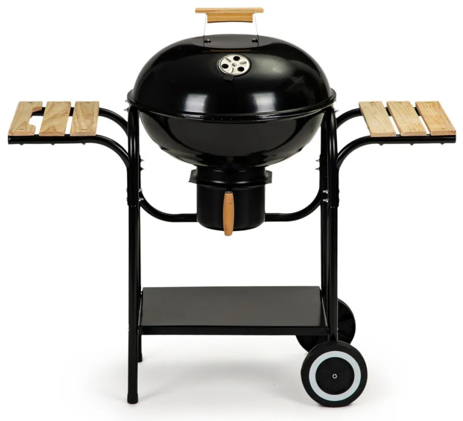 Gömb alakú görgős faszenes grill hamutartóval
