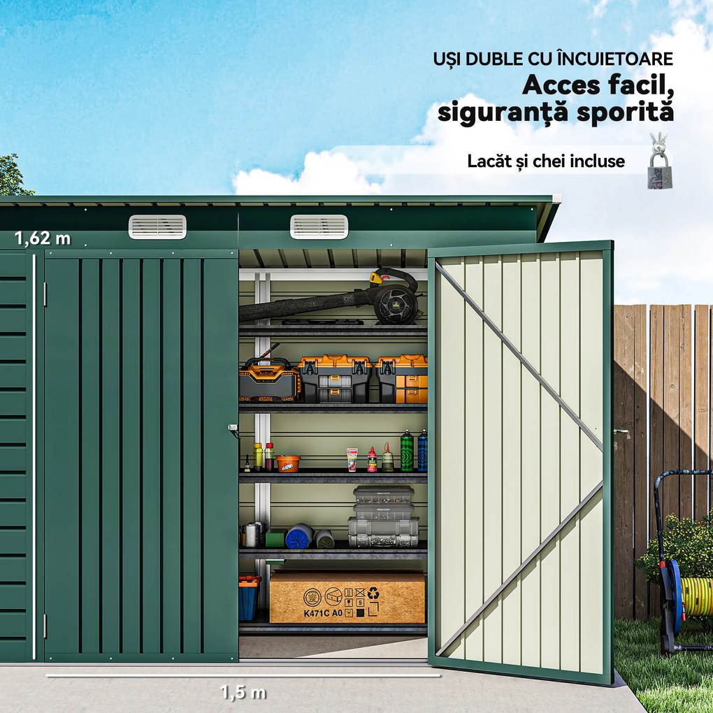 Outsunny Sopron Gradina 8×4 ft – Otel Galvanizat pentru Depozitare | Aosom Romania