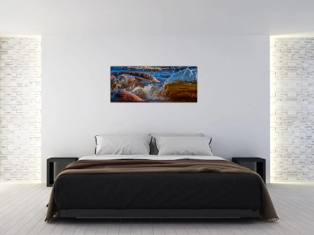 Tablou detailat - apa între pietre (120x50 cm)
