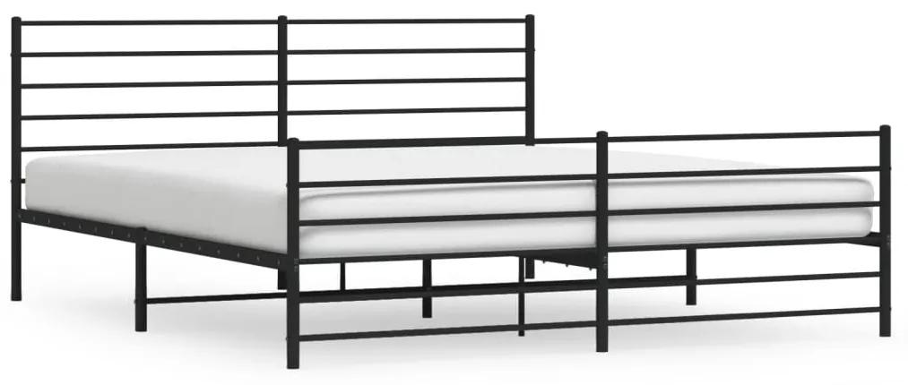352342 vidaXL Cadru pat metalic cu tăblii de cap/picioare, negru, 183x213 cm