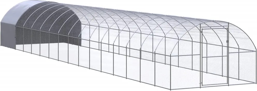 vidaXL Coteț de găini pentru exterior, 3x16x2 m, oțel zincat