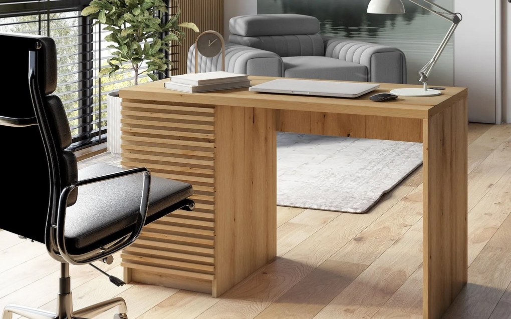 Birou lemn masiv Basko Stejar 120/, 140 × 60 × 75 cm - 140x60x75