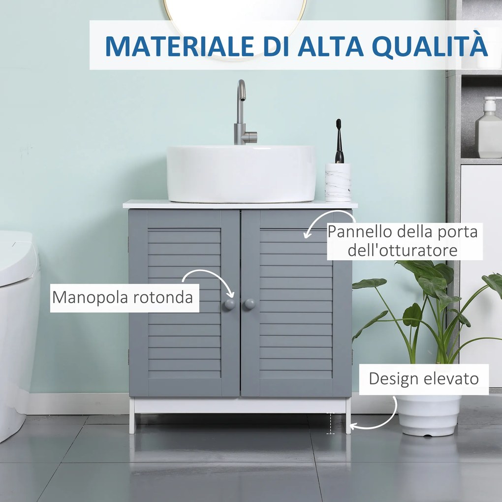 kleankin Mobilier Sub Lavoar pentru Baie, din MDF, 60x30x60cm, Gri si Alb | Aosom Ro