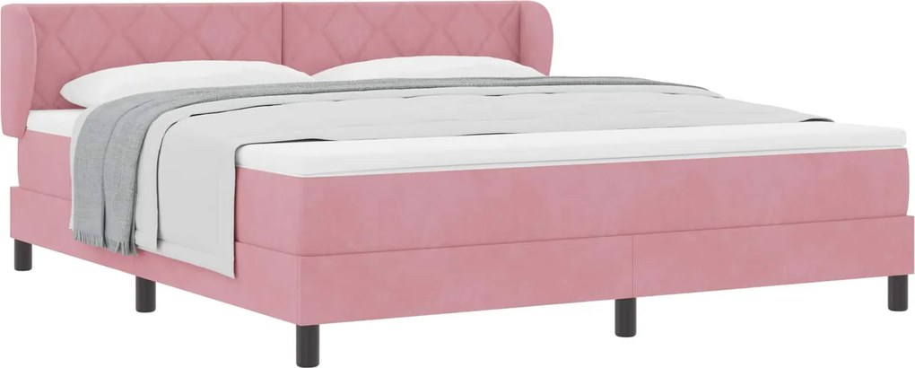 vidaXL Pat cu arcuri cu saltea cu headboard Roz 180 x 200 cm Catifea