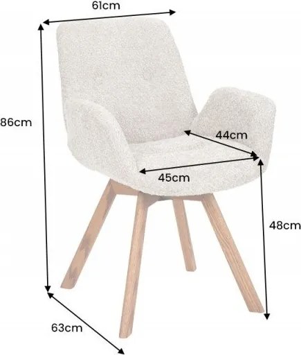 Set de 2 scaune pivotante Baltic stejar/ gri