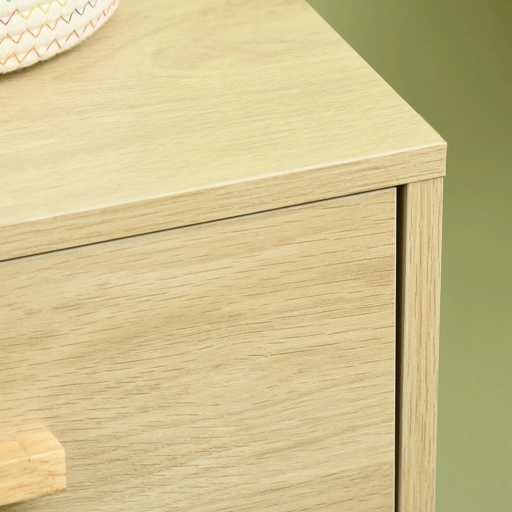 HOMCOM Bufet rotin cu dulapuri cu ușă cannage și 4 sertar, 80 x 38 x 80,5 cm, efect lemn natural | Aosom Romania