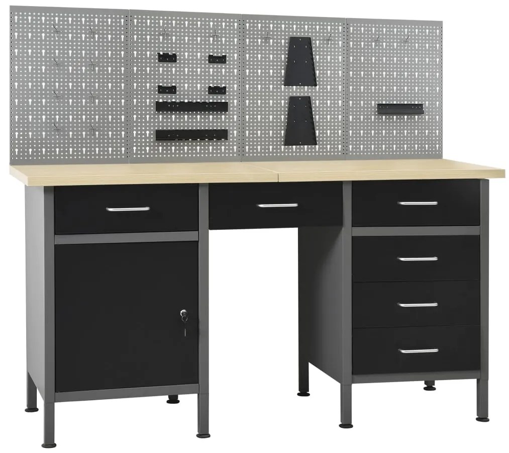 Banc de lucru cu patru panouri de perete