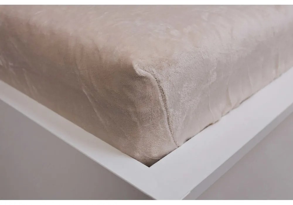 Cearceaf crem din microflanel cu elastic 90x200 cm Basic – Jerry Fabrics