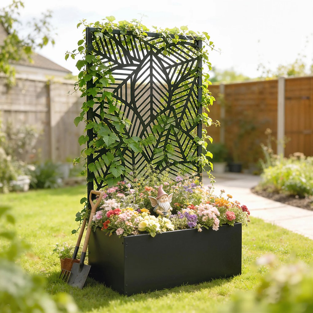 Outsunny Pat înălțat din metal cu spalier pentru plante cățărătoare, independent sau pentru montare pe perete | Aosom Romania