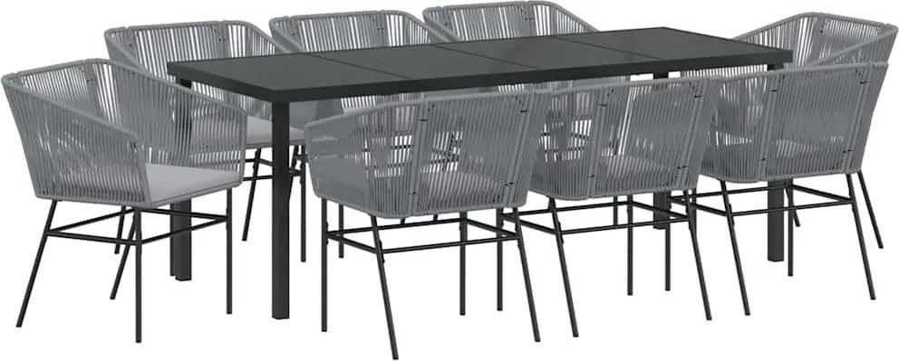 vidaXL Set de masă pentru grădină 9 pcs Gri Oțel vopsit electrostatic