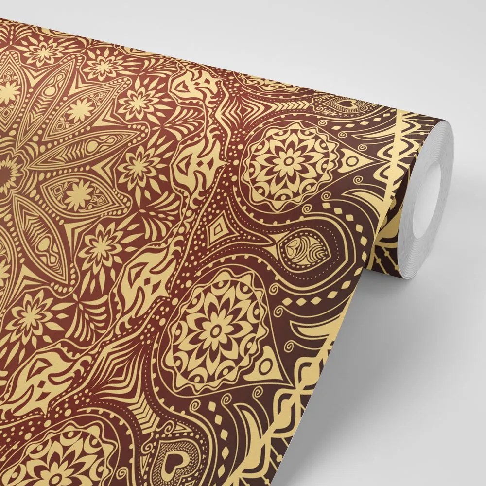 Tapet autoadeziv Mandala decorativă cu dantelă în vișiniu